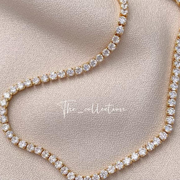 GOLD TENNIS DIAMOND NECKLACE - Picture 2 of 4